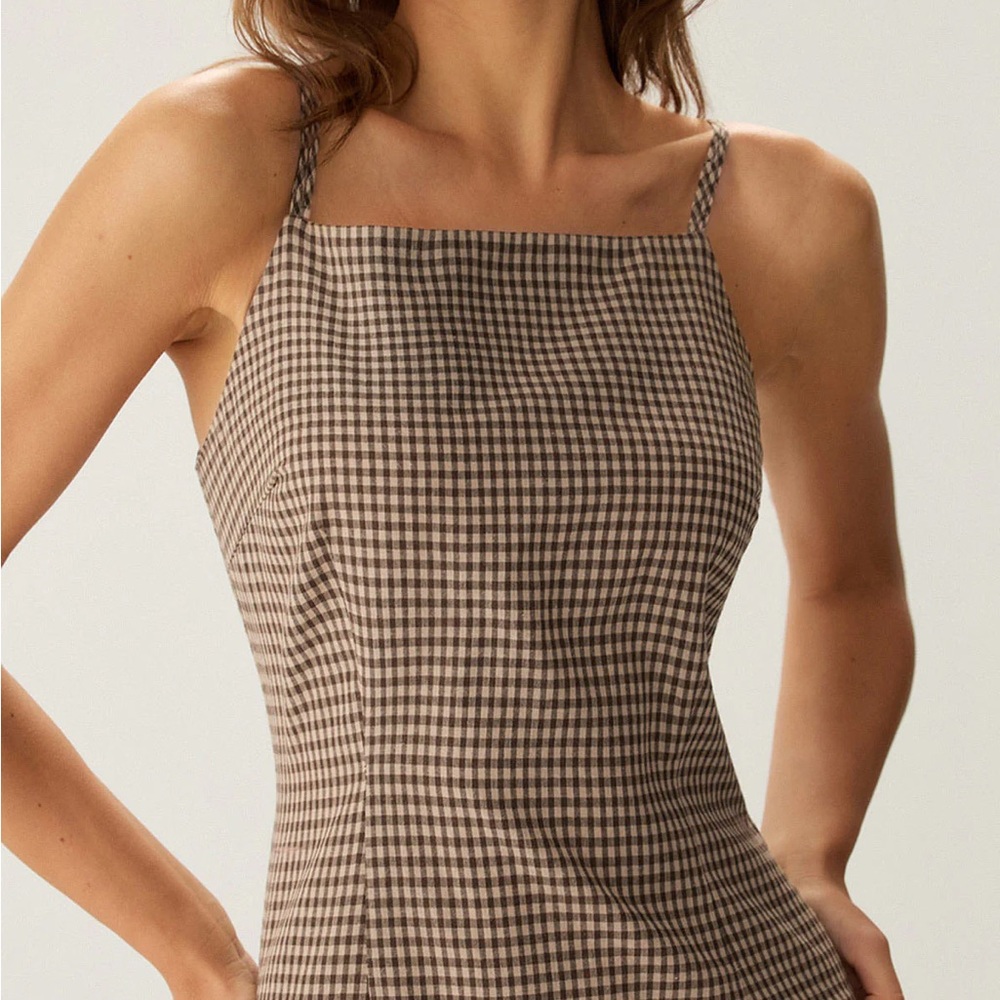 Rihoas Brown Plaid Slip Mini Dress - Picture 2 of 8